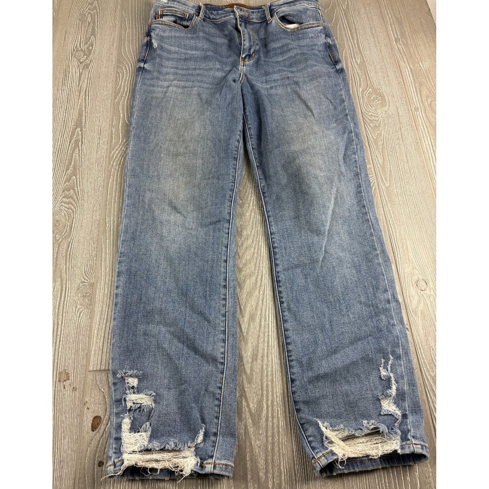 Judy Blue Size 15/32 Distressed Straight Leg Blue Jeans Inseam 30